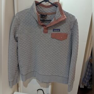 Womens Patagonia Gray Quilted Snap T Synchilla Pullover Sweater Small